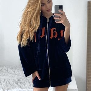 Paris Navy Velvet Sweater Dress